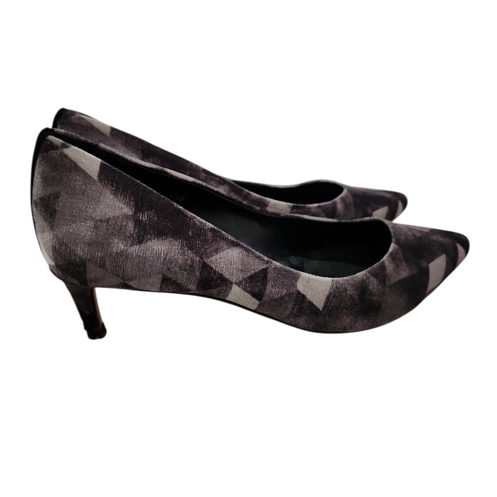 Vaneli Geometric Velvet Kitten Heels Womens 7.5 Grey Professional Chic‎